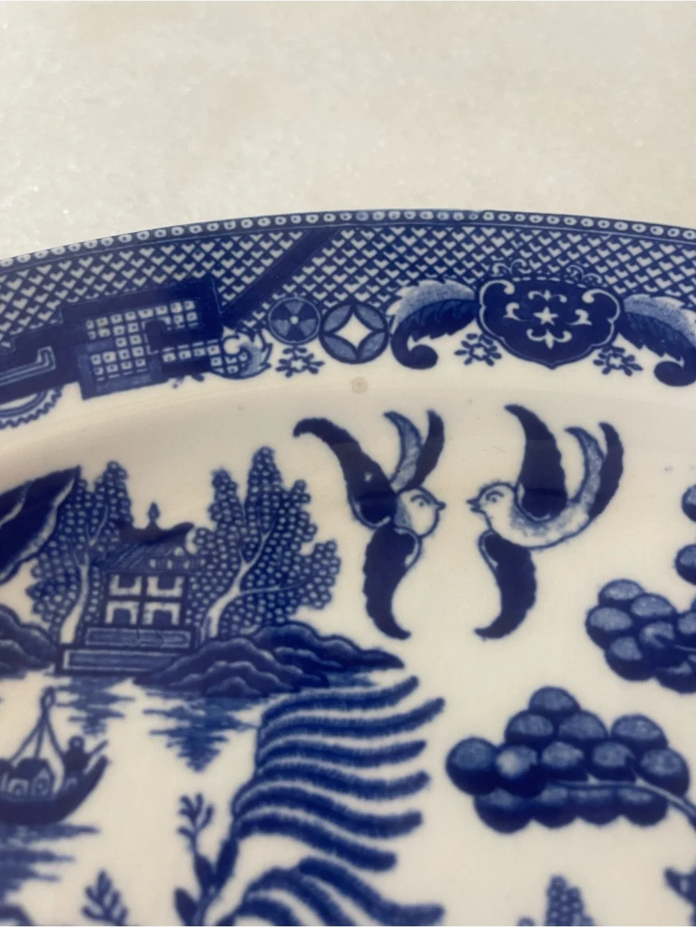 Blue Willow China Oval Tray Platter Serving Tray Chinoiserie